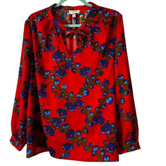 J. Crew Tops - J Crew Collection Tie-neck Blouse in lattice floral, plus size 2X
